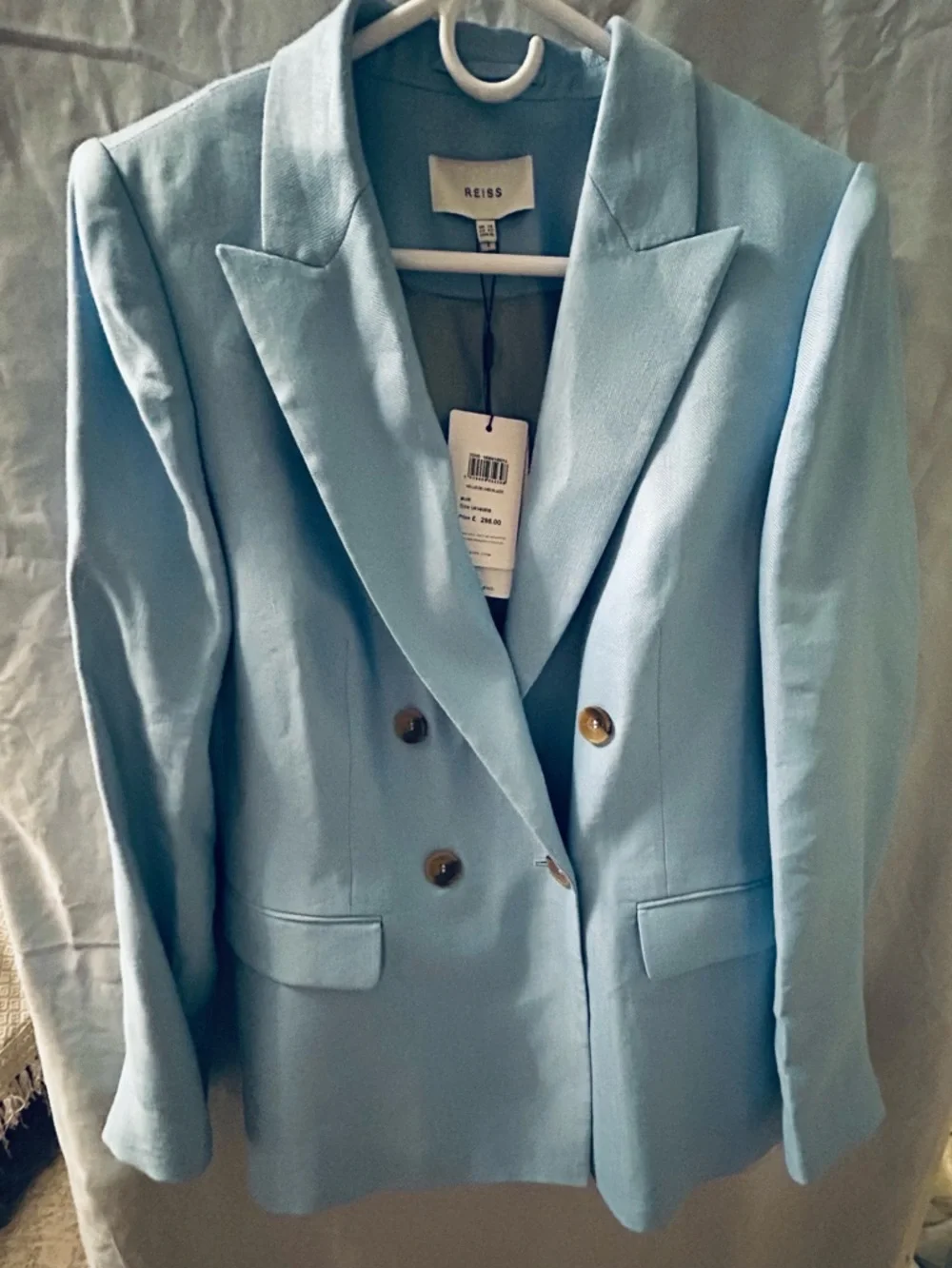 Reiss Light Blue Double-Breasted Suit Blazer - Picture 3 of 3